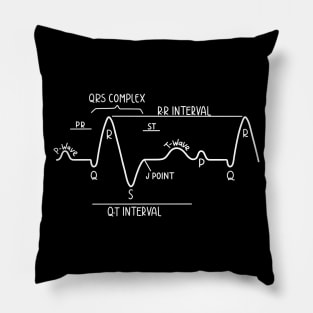 Hand Drawn Normal Electrocardiogram White Pillow