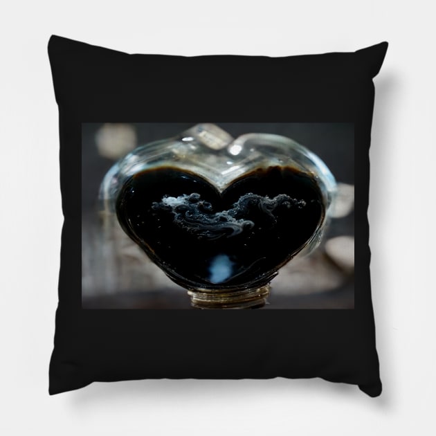 Black Broken Heart Art in Sunset /  Broken Hearts Unwind Designs Pillow by Unwind-Art-Work