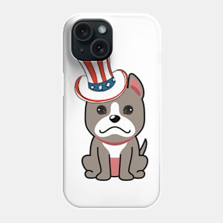 Funny grey dog is wearing uncle sam hat Phone Case