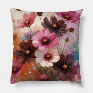Chocolate Brown Cosmos Flower Pillow