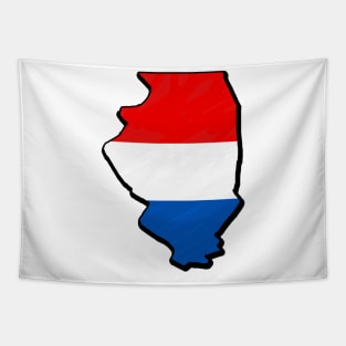 Red, White, and Blue Illinois Outline Tapestry