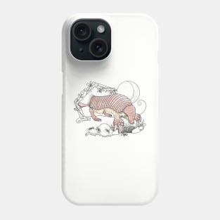 A Pink Fairy Armadillo under the moon - lavender background Phone Case
