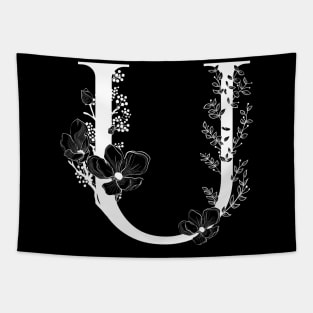 Letter U Monogram - Floral Initial Tapestry