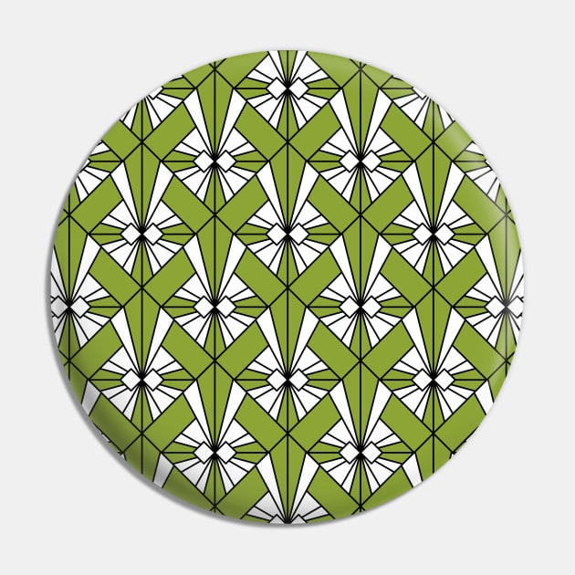 Art Deco Pattern no 75 - Green - Vintage Motif Pin by Millusti