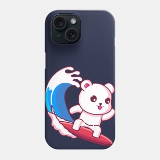 Cute polar bear surfing summer vacation Phone Case