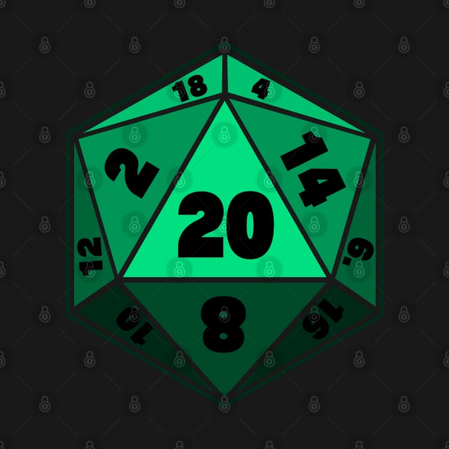 Green D20 DnD Dice by TheQueerPotato