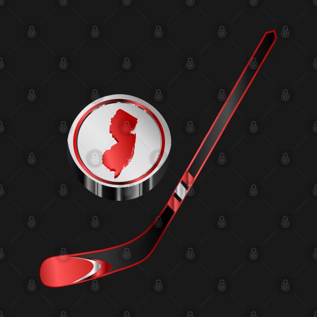 NHL - NJ Black Red Stick Silver Red Black Puck by geodesyn