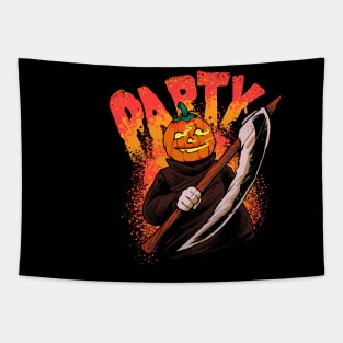 pumpkin halloween illustration suitable t shirt apparel halloweentee Tapestry