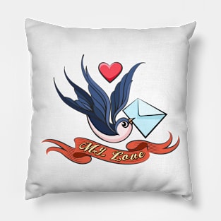 Swallow with love Letter Tattoo Pillow