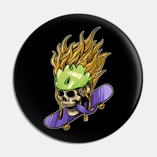 fire skull skate Pin