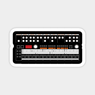 909 Drum Machine (White and Orange) Magnet