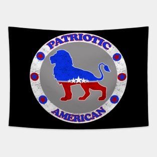 USA Patriotic American Lion Red White and Blue Courage and Strength Tapestry