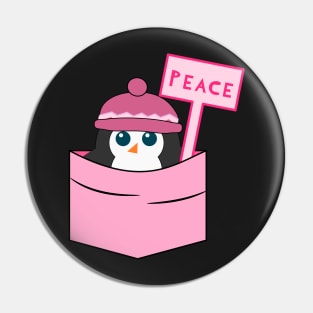 Peaceful cute penguin in pink Pin