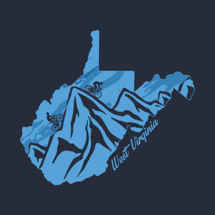 Bike West Virginia State Outline Blues Mountain Biking VA Biker Art T-Shirt