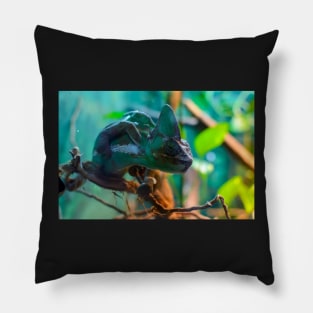 Сhameleon sitting on a tree branch Pillow