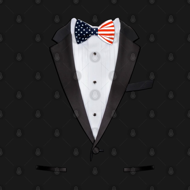 American Flag Bow Tie Funny Tuxedo T-shirt by ChattanoogaTshirt