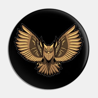 Golden owl with open wings Pin