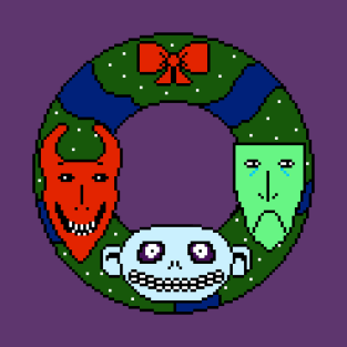 Pixelated Oogie's Boys Lock Shock and Barrel Christmas Wreath T-Shirt