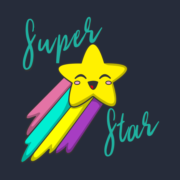 Cute Kawaii Teal Print SUPER STAR Babi - *STAR* by pbDazzler23