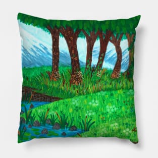 Mountain pond Pillow