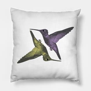 Humming Birds yellow violet Pillow