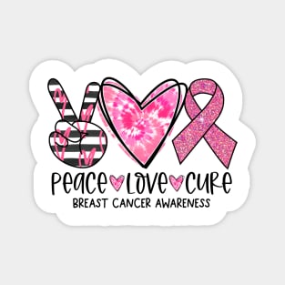 Peace Love Cure Breast Cancer Awareness shirt Pink Ribbon Magnet