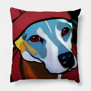 Fashionable Whippet Portrait Pillow