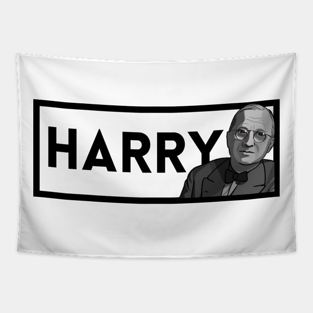 Harry: Black & White President Kennedy Portrait Tapestry by History Tees