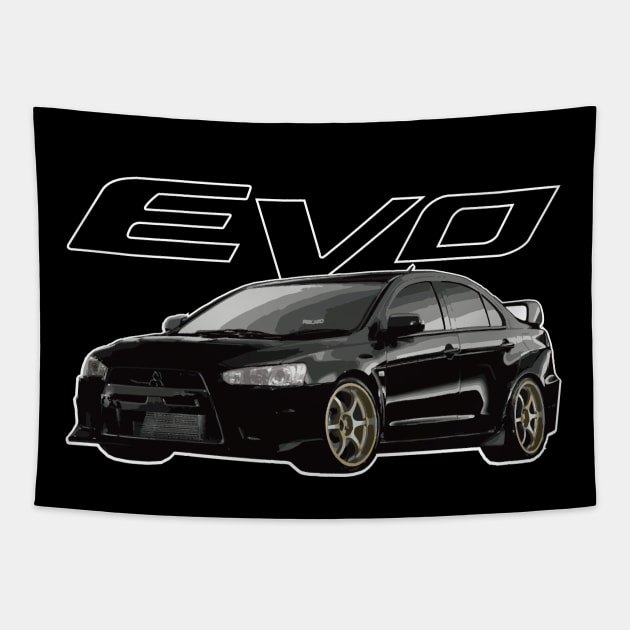 EVO X 10 Phantom Black JDM Advan STANCED Tapestry by cowtown_cowboy