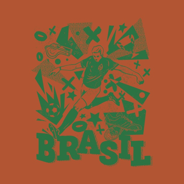 Vintage Brazil Football // Retro Grunge Brasil Soccer by SLAG_Creative