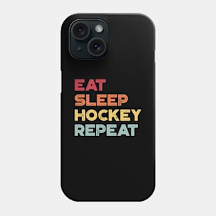 Eat Sleep Hockey Repeat Funny Vintage Retro (Sunset) Phone Case