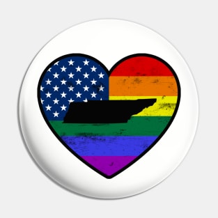 Tennessee United States Gay Pride Flag Heart Pin