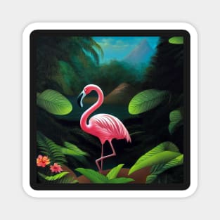 Flamingo in The Tropics Magnet