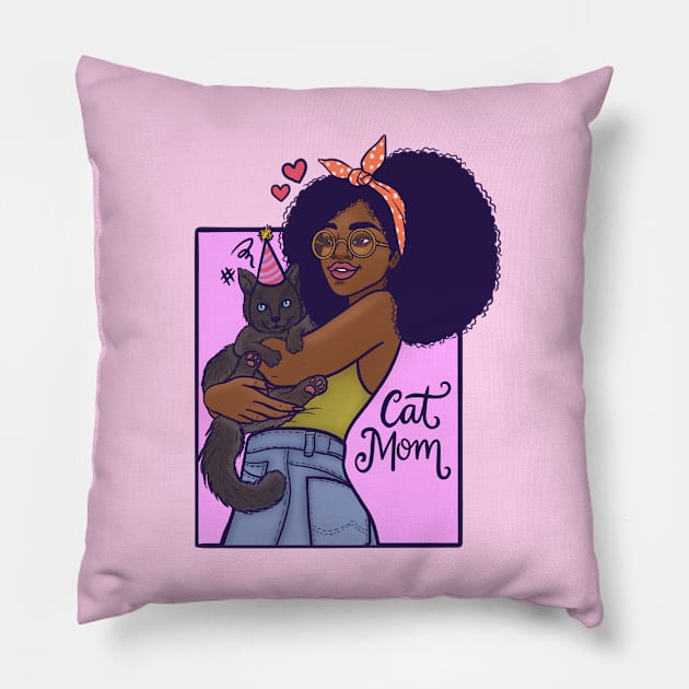 Cat mom Pillow by @isedrawing