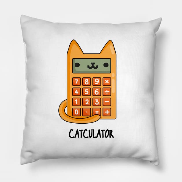 Cat-culator Funny Cat Calculator Puns Pillow by punnybone