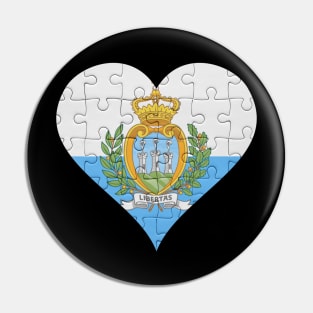 Sammarinese Jigsaw Puzzle Heart Design - Gift for Sammarinese With San Marino Roots Pin