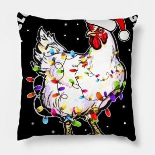 Clucking Through The Snow Chicken Funny Christmas Gift Pillow