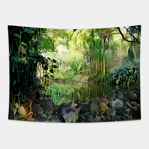 Jungle Pond Tapestry by ArtlyStudio