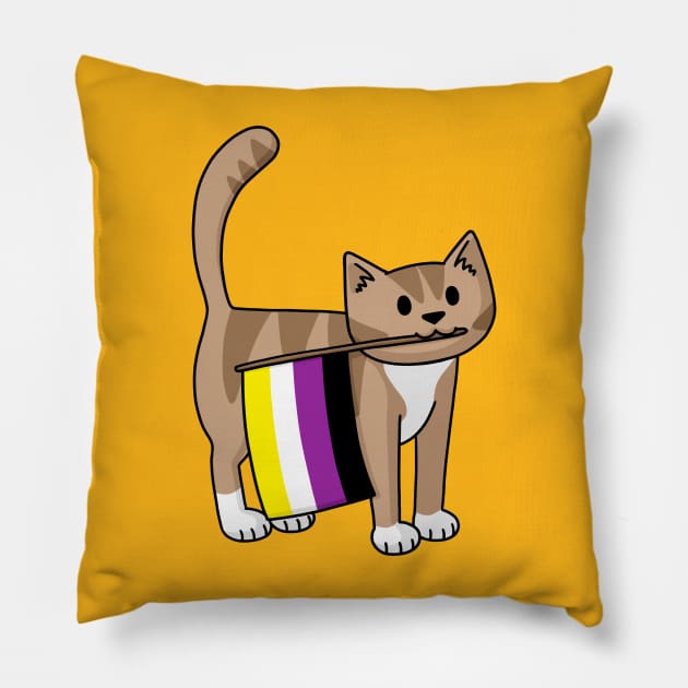 Non-Binary Cat Pillow by Doodlecats 