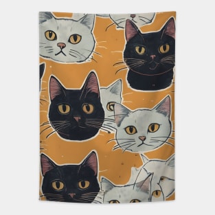 Black and White Cats Pattern Tapestry