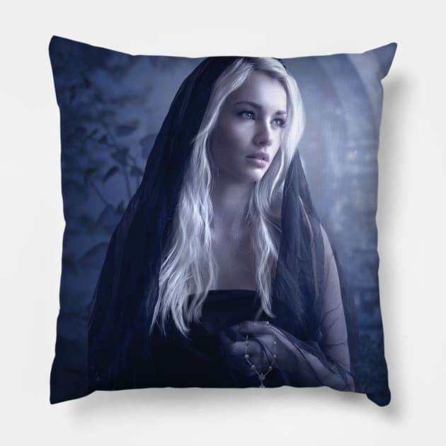 My Prayer for a Troubled World Pillow by Phatpuppy Art