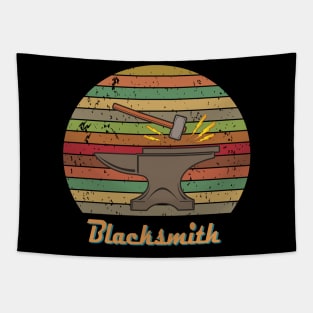 Retro Sunset Blacksmithing Work Tools Gift Shirt Tapestry