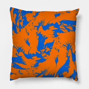 Orange and Blue Paint Splatter Graffiti Pillow