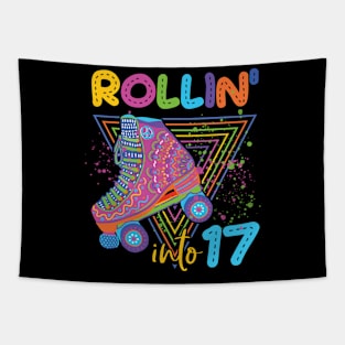 Retro Roller Girl T Roller Skating Birthday Gift Roller Skate Party Outfit Retro Vintage Rollin' into Derby tee Gift Tapestry