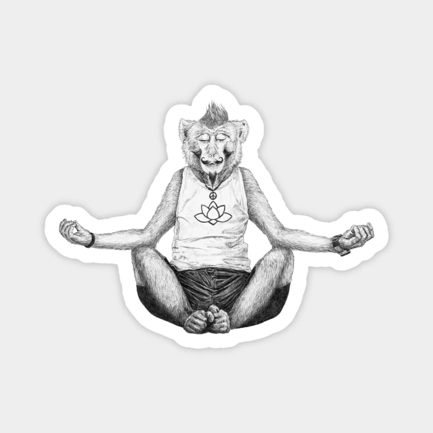 Monkey Yoga Magnet by ronnkools