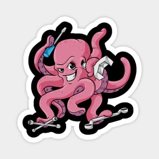 Octopus as mechanic with tool Magnet