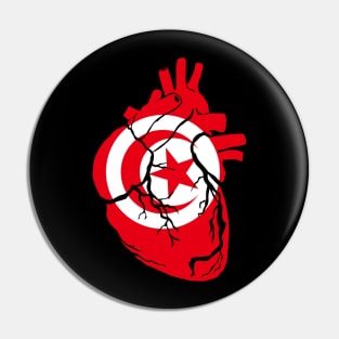 Anatomical heart design, Tunisia flag Pin