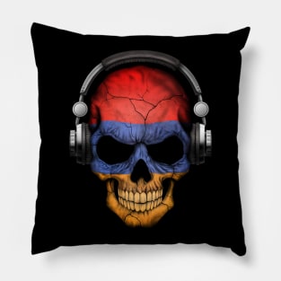 Dark Skull Deejay with Armenian Flag Pillow