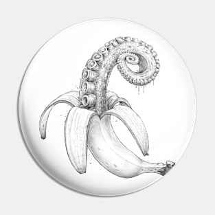 Octopus banana black & white Pin