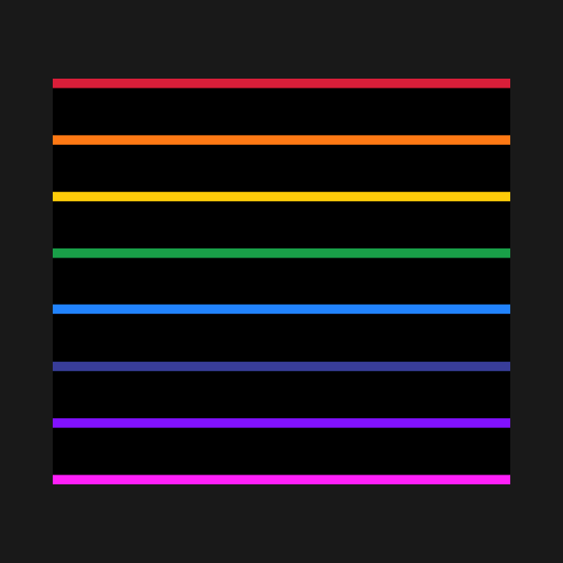 Black and rainbow narrow stripes - horizontal by bettyretro